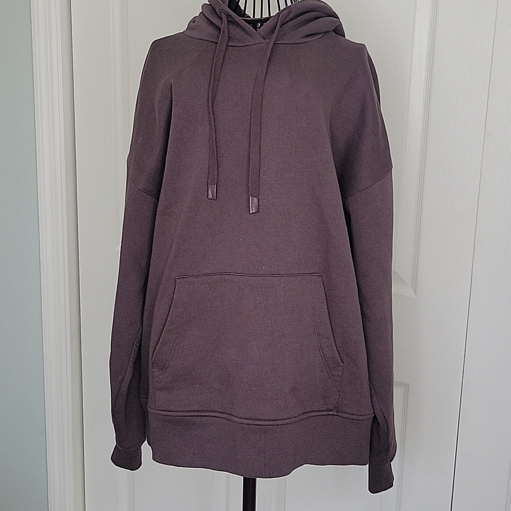 MPG Organic Cotton Brown Oversized Pullover Hoodie Size Small - Picture 5 of 7